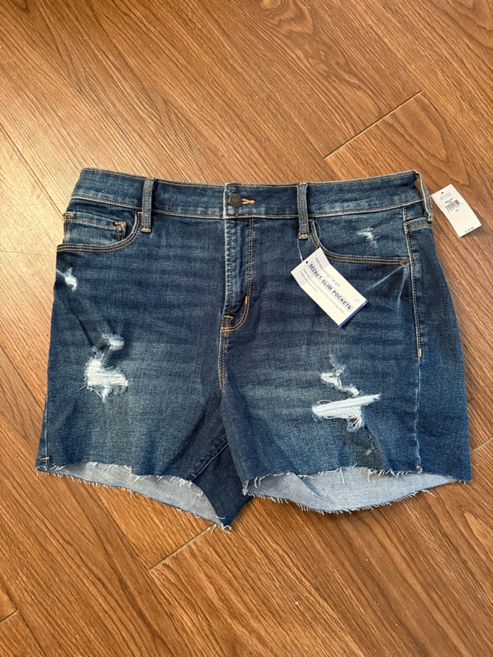 Old Navy High-Rise Distressed Denim Shorts - Dark Blue